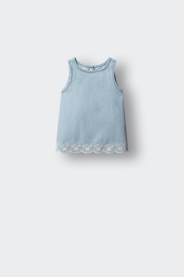 Springfield Kids Blusa em denim leve com recortes para menina azul