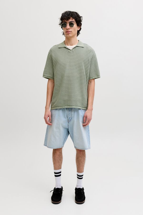 Jack & Jones Polo em malha relaxed fit em algod&atilde;o verde