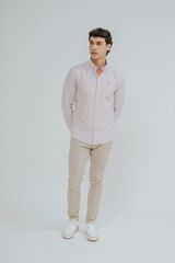 Celopman Camisa oxford de riscas finas vermelho