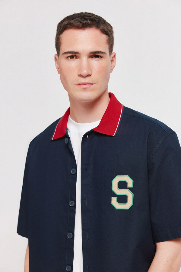 Springfield Camisa varsity manga curta azul