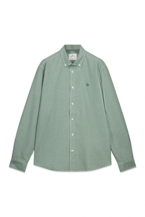 Springfield Camisa oxford vichy n&atilde;o engoma verde
