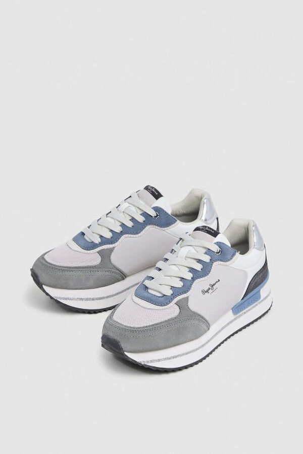 Pepe Jeans Tênis de camurça e glitter azul