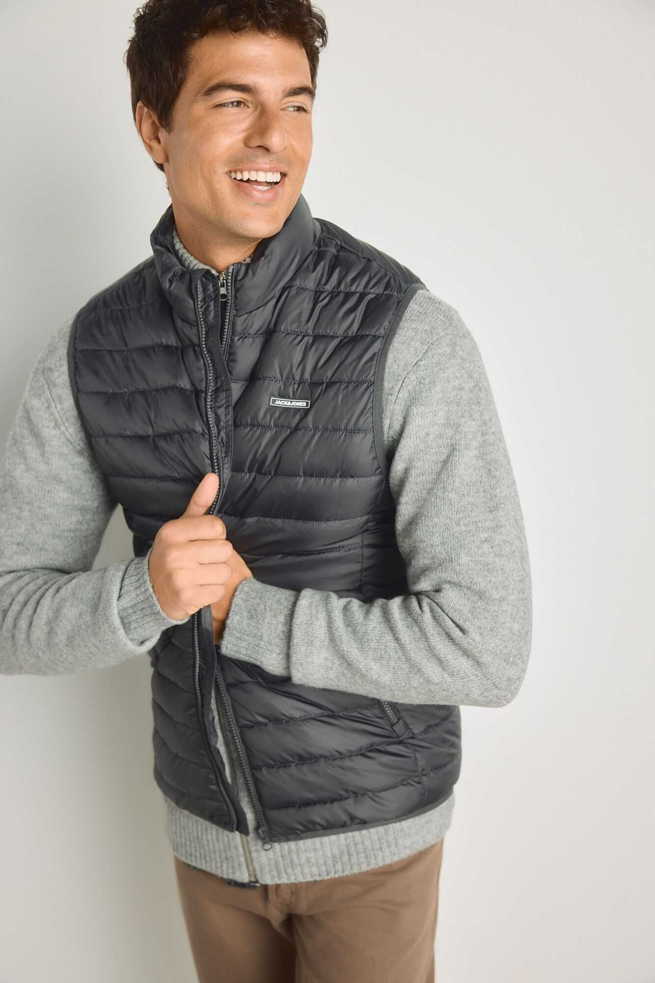 Jack & Jones Colete puffer com fecho-&eacute;clair