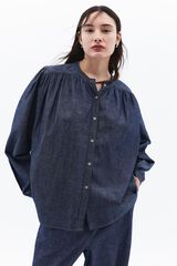 Oxxo Camisa efeito ganga com gola mao azul