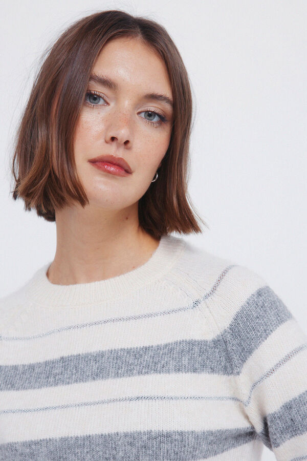 Springfield Camisola riscas de lurex bege