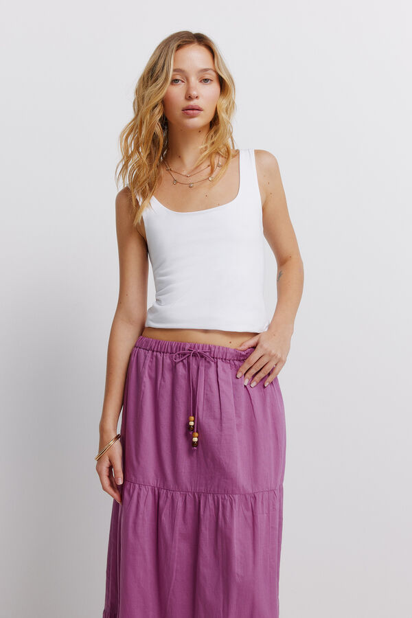 Springfield Saia midi com folhos rosa