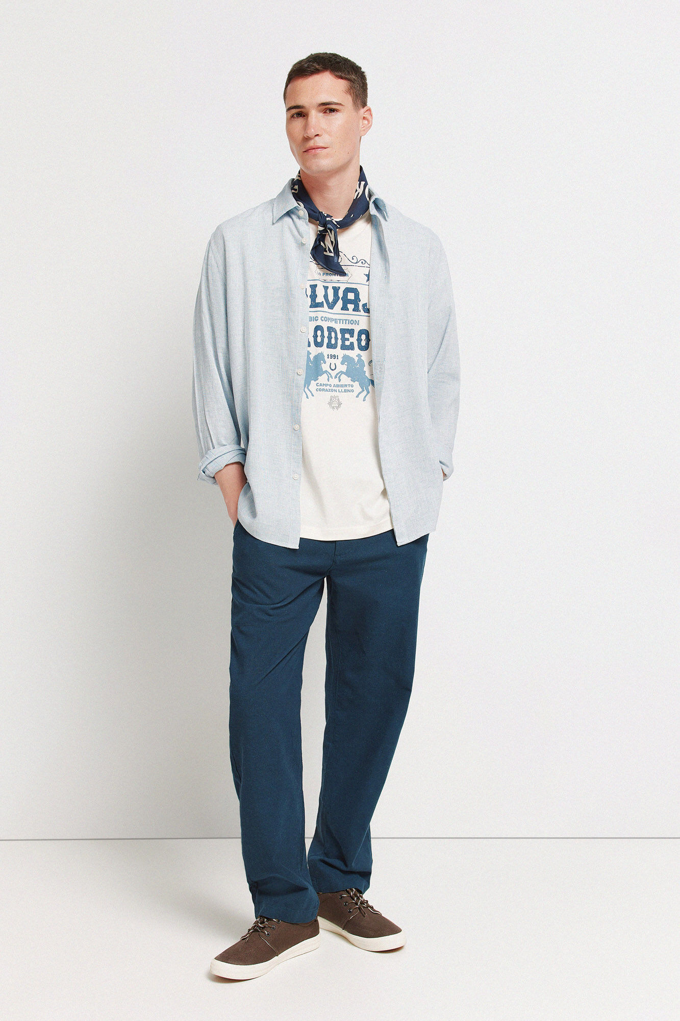 Springfield Camisa fil a fil lino viscosa