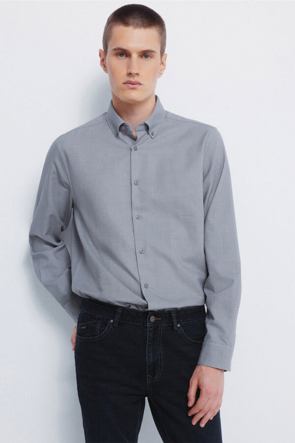 Springfield Camisa social estruturada bicolor cinzento