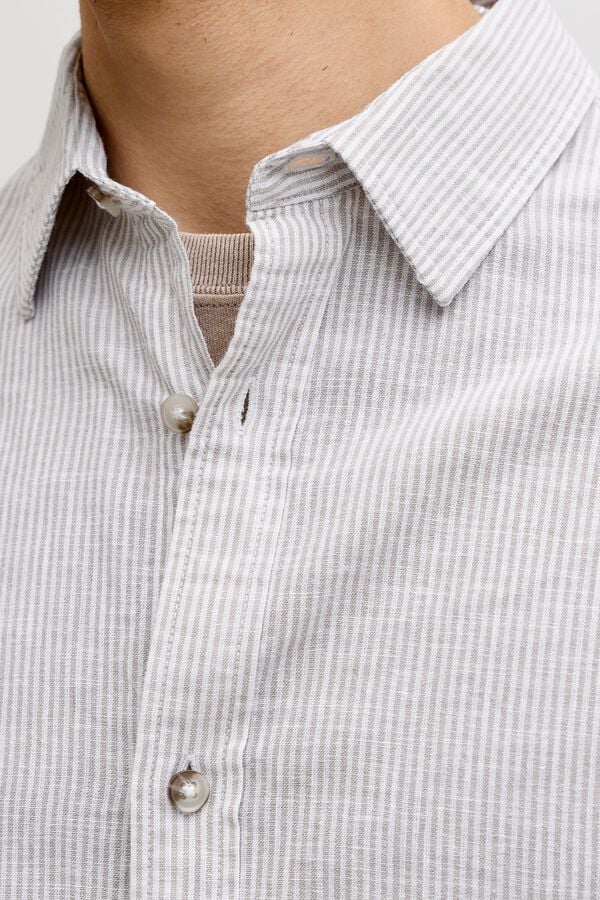 Jack & Jones Camisa regular fit em linho cinzento