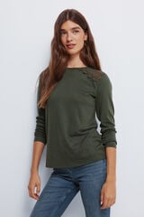 Springfield T-shirt ombro a ombro em crochet Caqui escuro