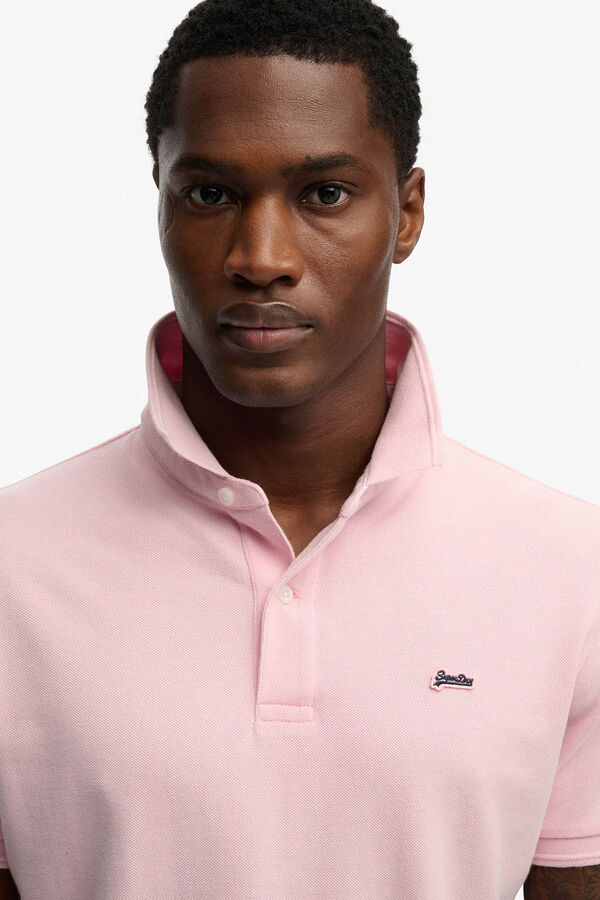 Superdry Polo manga curta b&aacute;sico em piqu&eacute; rosa