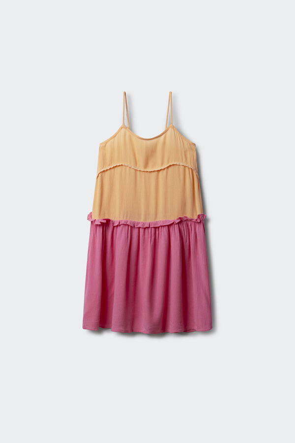 Springfield Kids Vestido de alças bicolor para meninas vermelho