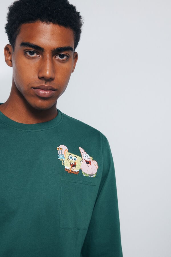 Springfield Pijama largo Bob Esponja verde