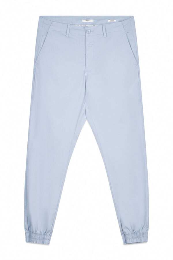 Pepe Jeans Calças calças chino de popeline com punhos na baixo. azul