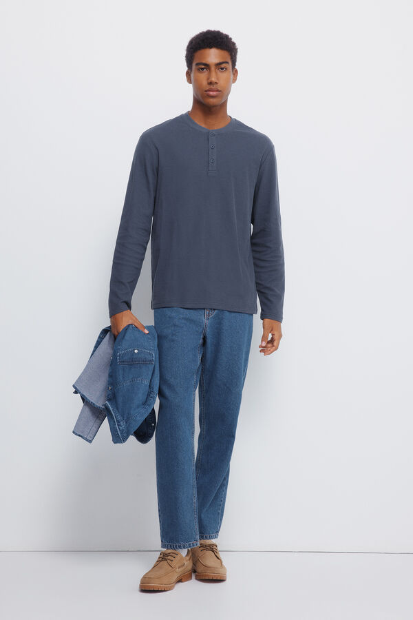 Springfield T-shirt de gola padeiro manga com gola estilo padeiro azul