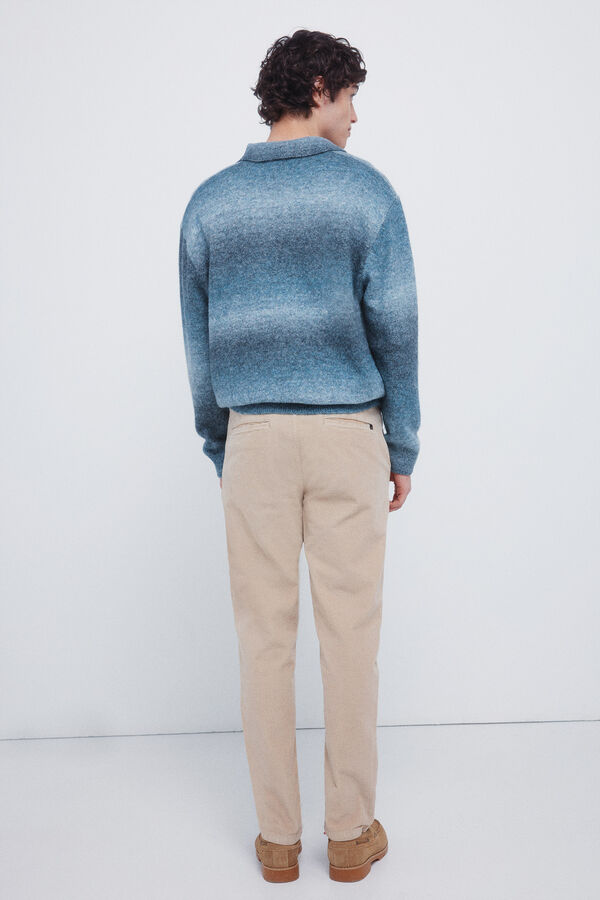 Springfield Calças chino slim fit confortável de veludo cotelê lavado bege