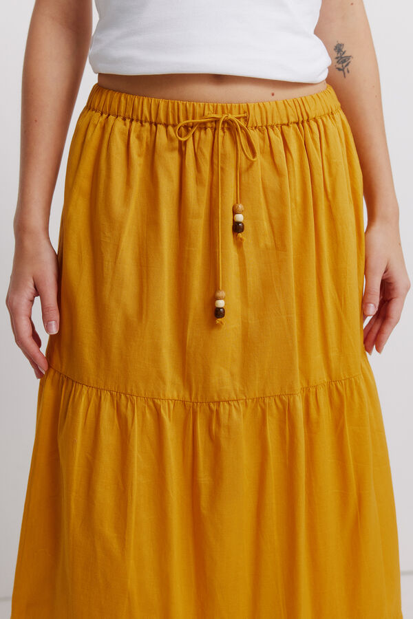 Springfield Saia midi com folhos estampado