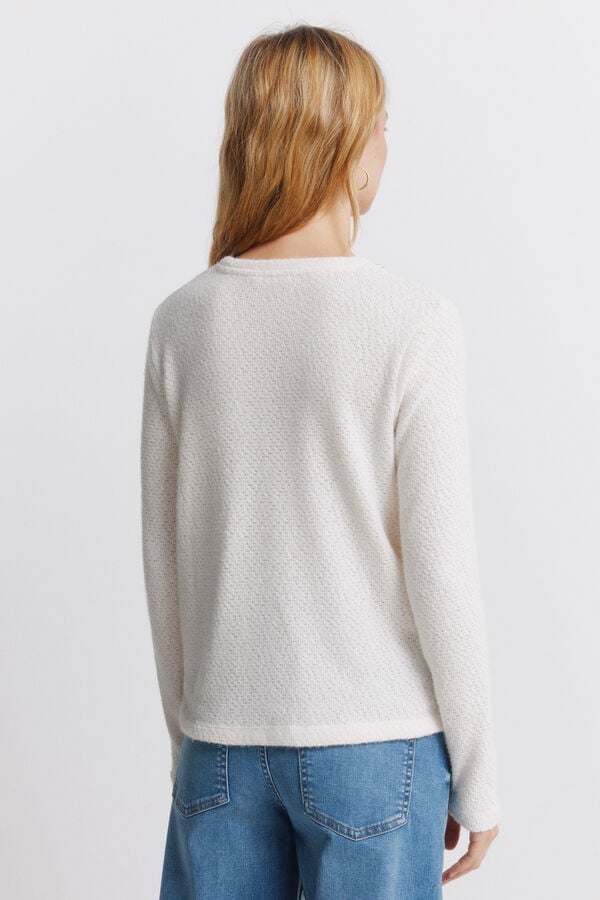 Springfield T-shirt de chenille gola fantasia bege