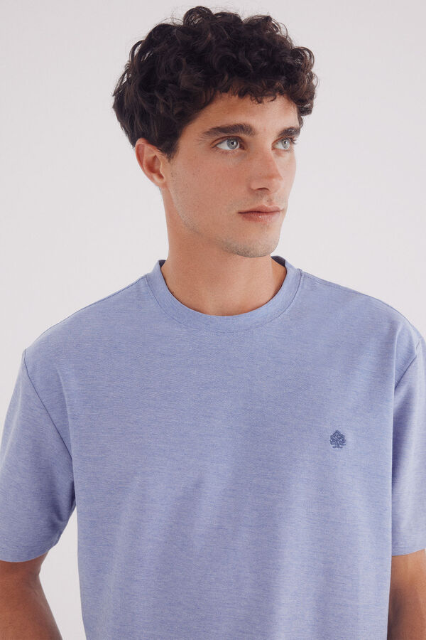 Springfield Oxford piqué T-shirt blue