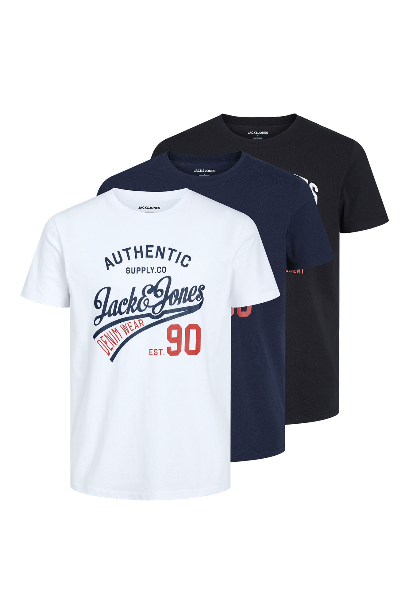 Jack & Jones Pacote com 3 camisetas de manga curta
