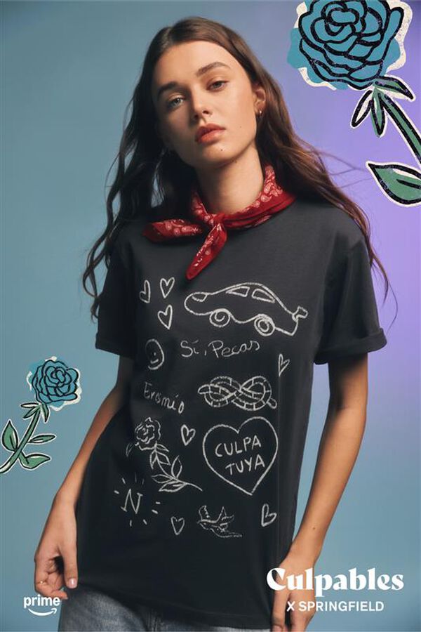 Springfield Camiseta gráfica gris