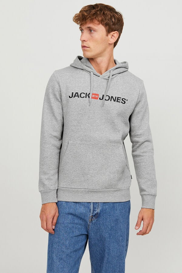 Jack & Jones Sweatshirt logo capuz cinzento