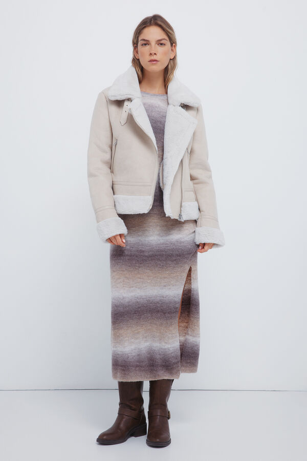 Springfield Vestido midi de malha com tingimento espacial cinzento