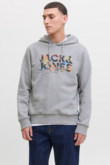 Jack & Jones Sudadera regular fit estampada gris