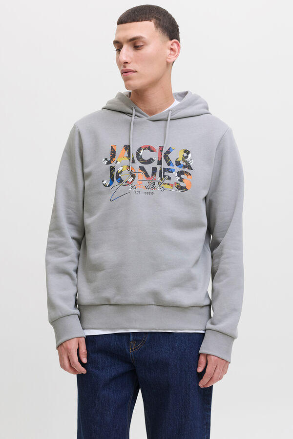 Jack & Jones Sudadera regular fit estampada gris