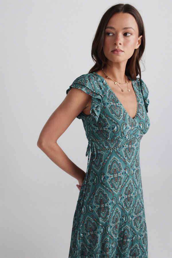 Springfield Vestido com folho e atacadores verde