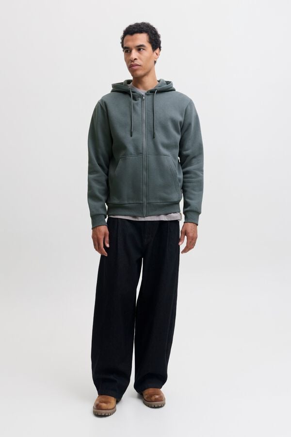 Jack & Jones Sweatshirt relaxed com capuz cinzento
