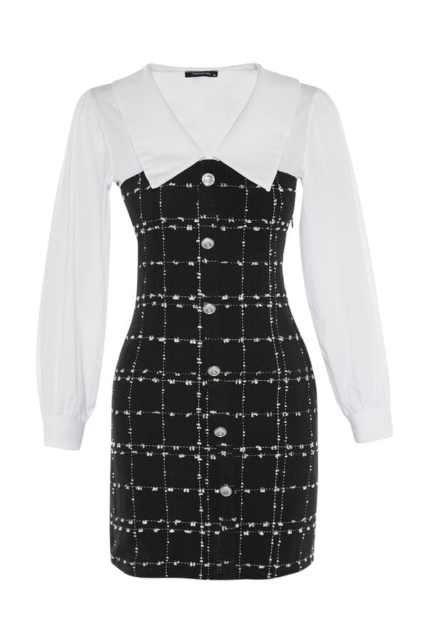 Trendyol Vestido mini com gola camiseira preto