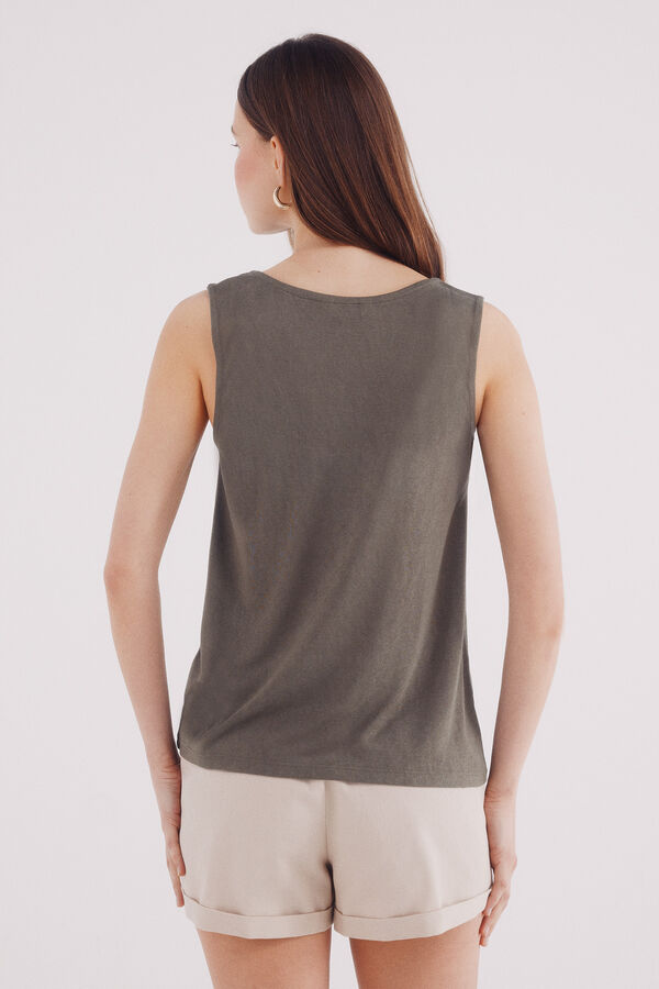 Springfield Camiseta decote com ombros de crochet verde