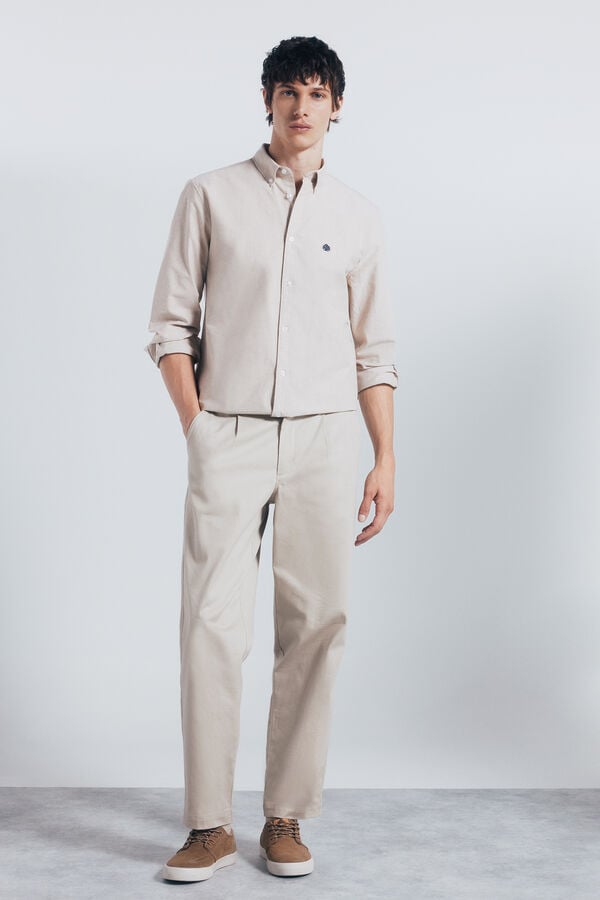 Springfield Camisa Oxford bege