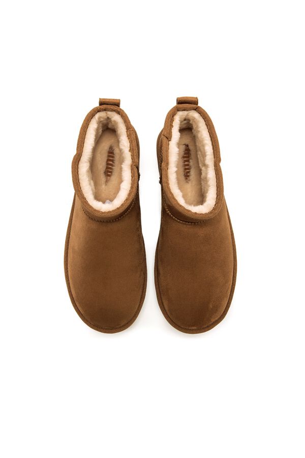 MTNG Botins de pelo com sola plana vison