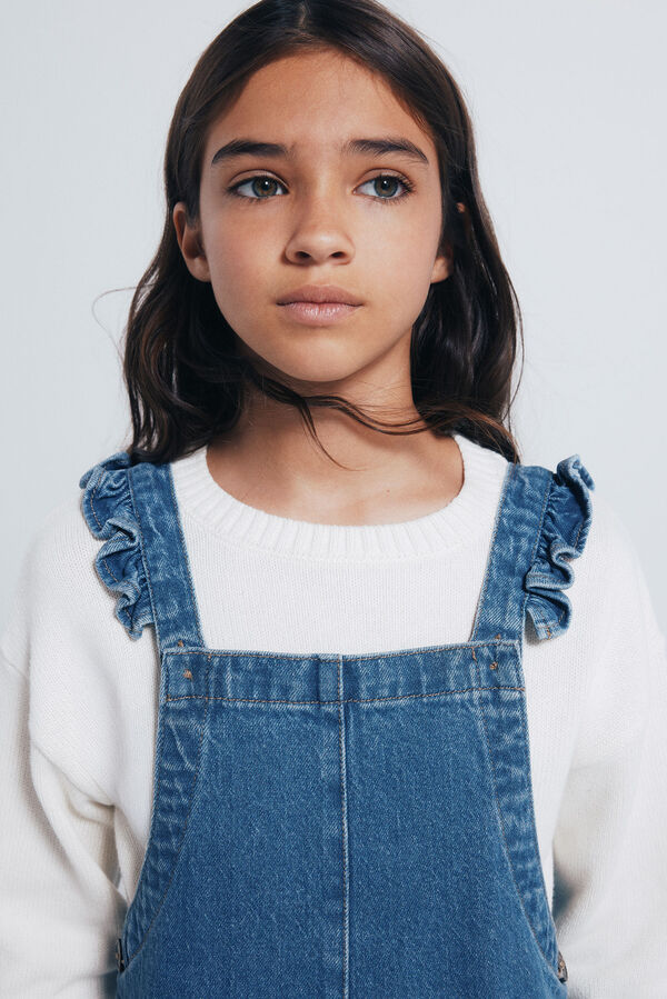 Springfield Kids Macacão jeans longo para meninas azul