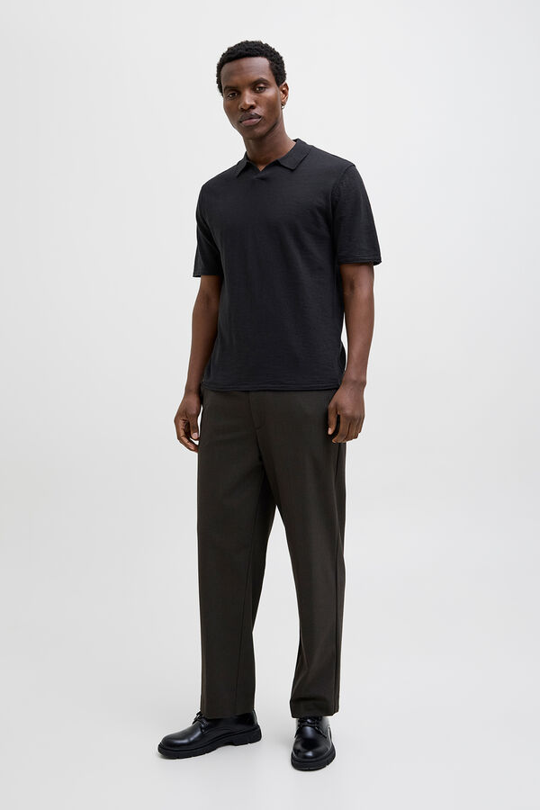 Jack & Jones Camisa polo de tecido de regular fit malha preto