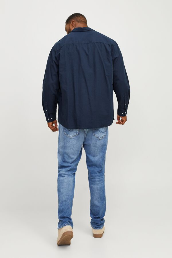 Jack & Jones PLUS Camisa Oxford de manga comprida azul