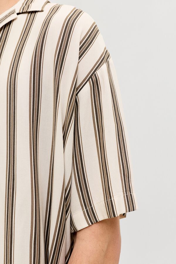 Jack & Jones Camisa relaxed em viscose &agrave;s riscas cinzento