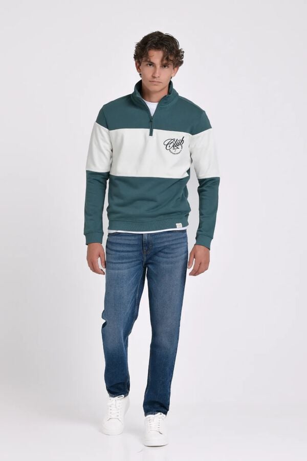 JVZ Sweatshirt de gola alta com meio fecho-&eacute;clair verde