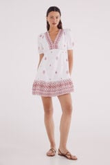 Springfield Short dress with ethnic motifs and a neckline red