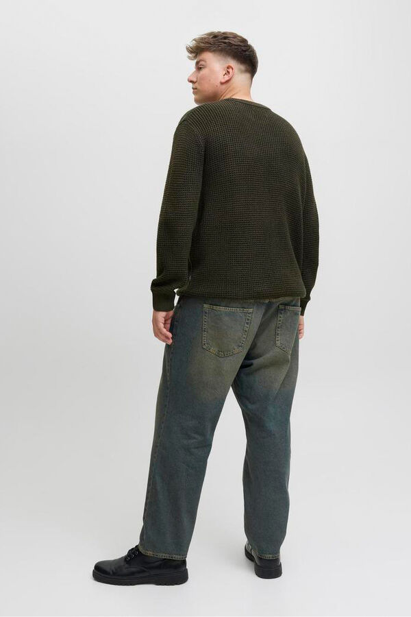 Jack & Jones PLUS Basic plain jersey-knit jumper green