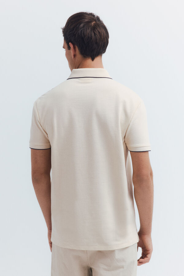 Springfield Polo piqué chique com gola estilo regular fit bege