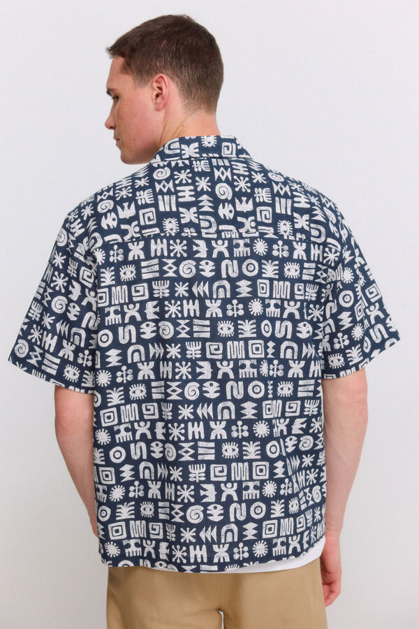 Springfield Camisa de manga curta com dobra azul