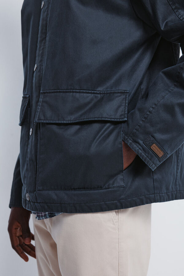 Springfield Parka curta com gola de veludo cotel&ecirc; azul