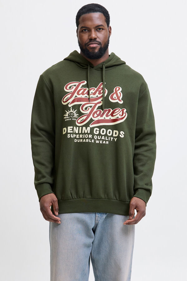 Jack & Jones PLUS Sweatshirt com capuz b&aacute;sica verde