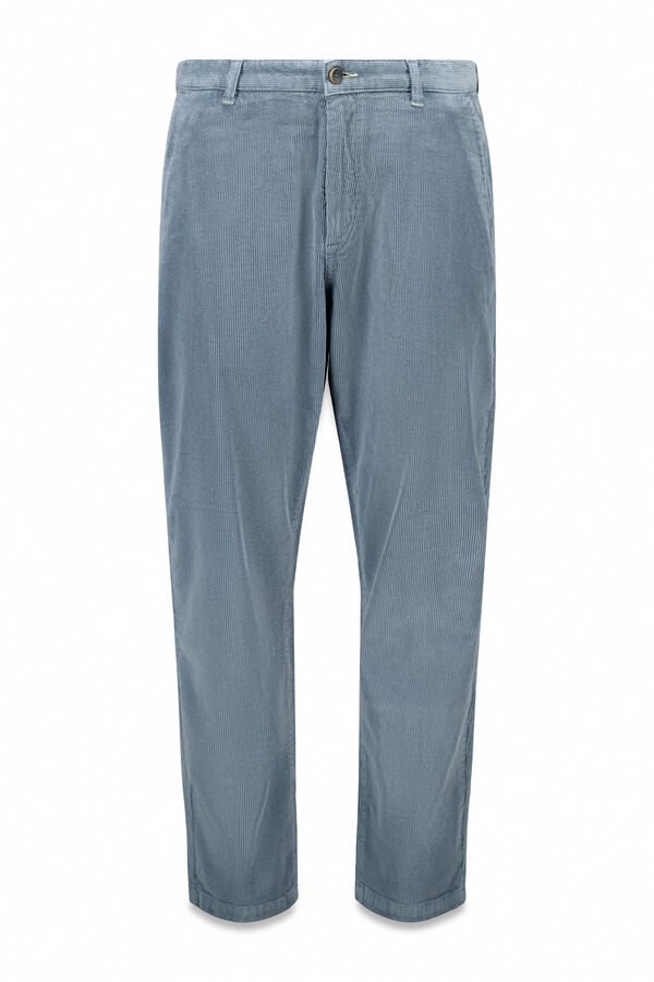 Springfield Calças chino slim fit confortável de veludo cotelê lavado azul