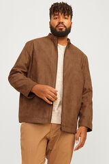 Jack & Jones PLUS Blus&atilde;o biker efeito camur&ccedil;a cru