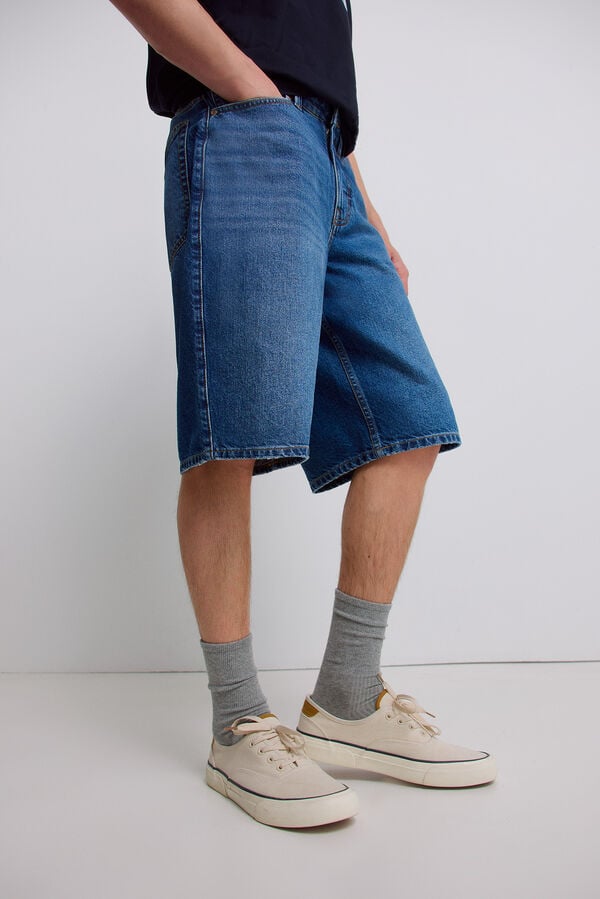 Springfield Bermuda jeans baggy fit azul