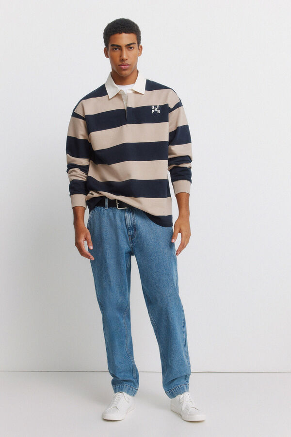 Springfield Polo rugby manga comprida riscas azul
